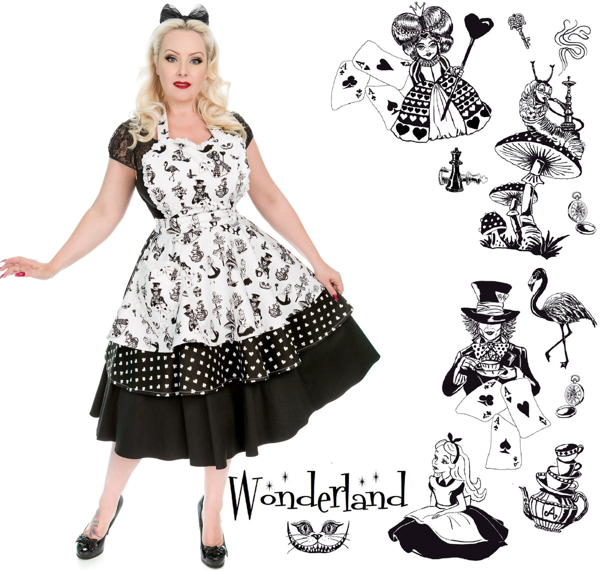 Alice in Wonderland Double Skirt Womens Sweetheart Apron
