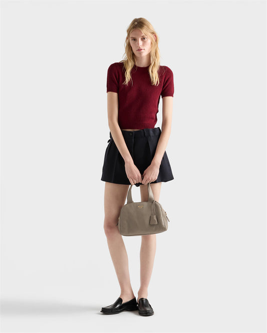 prada grained leather top handle handbag