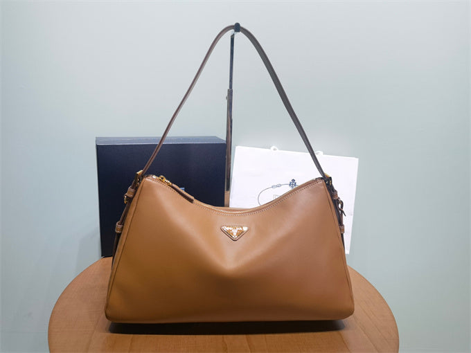 prada aimee large grained calfskin hobo shoulder bag