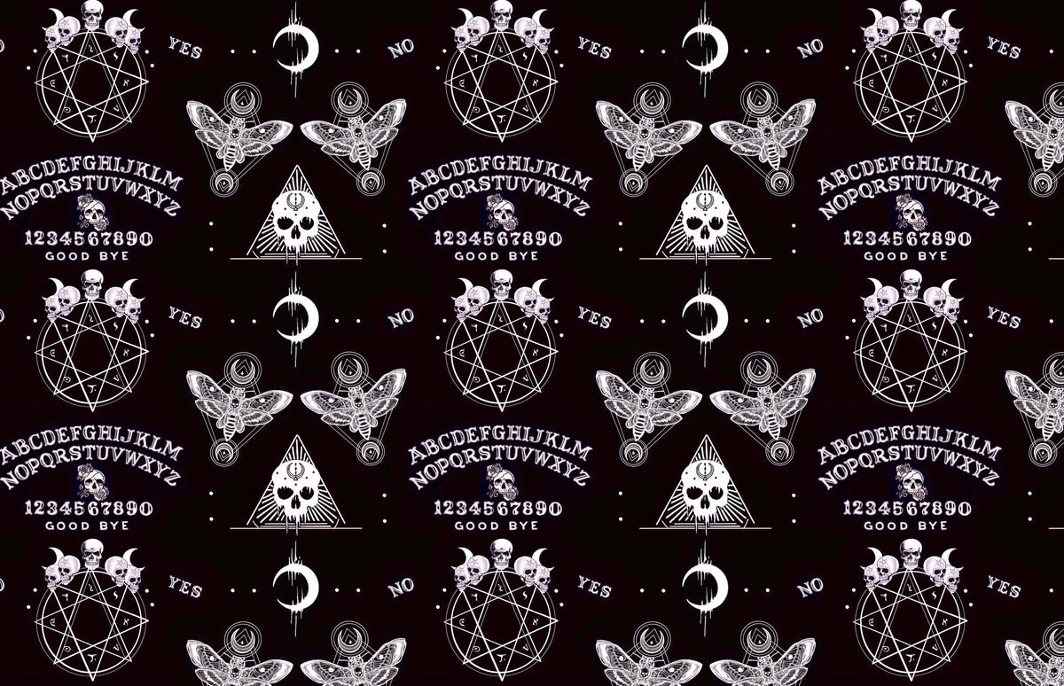 Black Ouija Occult Witch Women's Apron. Retro Pin Up Black Witchy Goth Apron